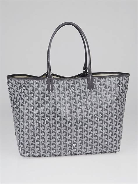 Grey Chevron Print Coated Canvas St. Louis PM Tote Bag.